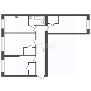 3-к квартира, вторичка, 56м2, 1/5 этаж