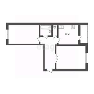 2-к квартира, вторичка, 47м2, 1/5 этаж