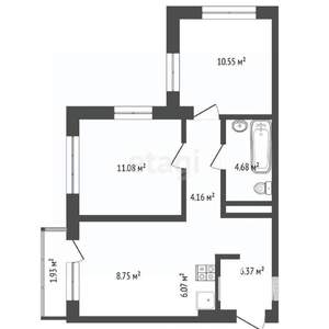 2-к квартира, вторичка, 53м2, 6/25 этаж