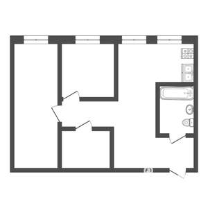 2-к квартира, вторичка, 52м2, 2/5 этаж