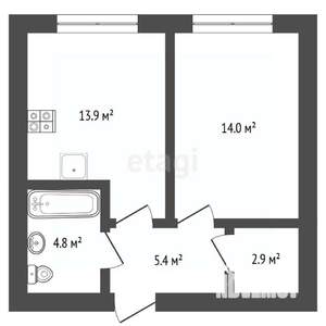 1-к квартира, вторичка, 41м2, 5/8 этаж