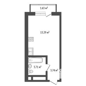 Студия квартира, вторичка, 20м2, 2/14 этаж
