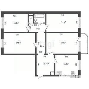 4-к квартира, вторичка, 105м2, 8/9 этаж