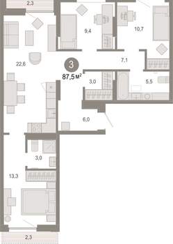 3-к квартира, вторичка, 87м2, 4/17 этаж