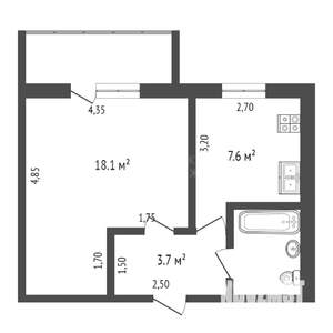 1-к квартира, вторичка, 34м2, 5/5 этаж