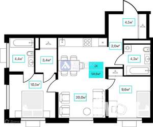 2-к квартира, вторичка, 59м2, 10/23 этаж