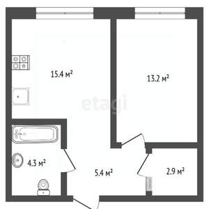 1-к квартира, вторичка, 42м2, 4/16 этаж