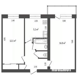 2-к квартира, вторичка, 44м2, 4/5 этаж