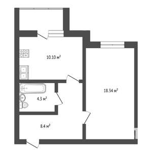 1-к квартира, вторичка, 41м2, 3/5 этаж
