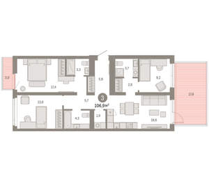 3-к квартира, вторичка, 107м2, 2/25 этаж