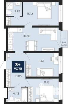 3-к квартира, вторичка, 75м2, 12/22 этаж