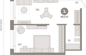 1-к квартира, вторичка, 49м2, 3/17 этаж