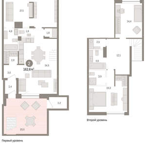 2-к квартира, вторичка, 163м2, 1/8 этаж