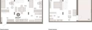 3-к квартира, вторичка, 106м2, 8/16 этаж