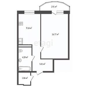 1-к квартира, вторичка, 35м2, 2/16 этаж