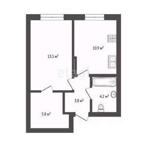 1-к квартира, вторичка, 38м2, 13/16 этаж