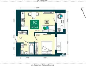 1-к квартира, сданный дом, 36м2, 18/23 этаж
