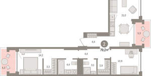 2-к квартира, вторичка, 79м2, 7/8 этаж
