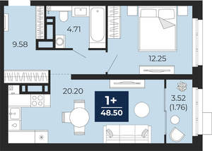 1-к квартира, вторичка, 49м2, 13/22 этаж