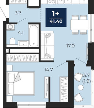 1-к квартира, вторичка, 41м2, 11/25 этаж
