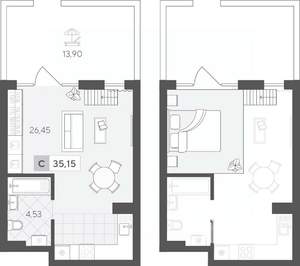 Студия квартира, вторичка, 45м2, 1/17 этаж