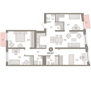 4-к квартира, вторичка, 120м2, 5/10 этаж