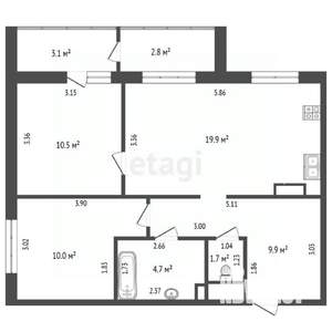 2-к квартира, вторичка, 58м2, 16/17 этаж