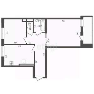 2-к квартира, вторичка, 51м2, 9/17 этаж