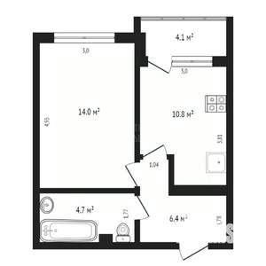 1-к квартира, вторичка, 37м2, 13/16 этаж