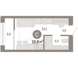 Студия квартира, вторичка, 20м2, 6/17 этаж