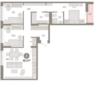 3-к квартира, вторичка, 86м2, 4/17 этаж