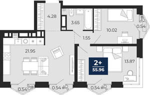2-к квартира, вторичка, 57м2, 7/24 этаж