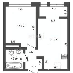 1-к квартира, вторичка, 38м2, 5/19 этаж