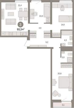 3-к квартира, вторичка, 93м2, 6/10 этаж