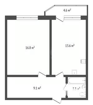 1-к квартира, вторичка, 39м2, 2/16 этаж