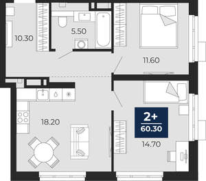 2-к квартира, вторичка, 60м2, 6/24 этаж