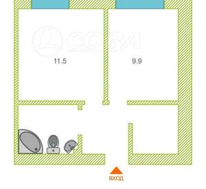 2-к квартира, вторичка, 31м2, 9/9 этаж