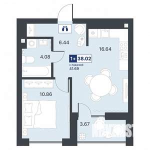 1-к квартира, строящийся дом, 38м2, 15/19 этаж