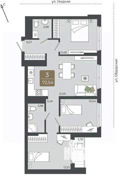 3-к квартира, вторичка, 73м2, 15/15 этаж