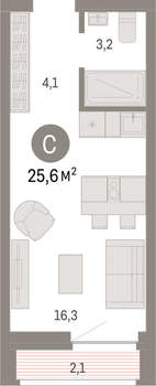 Студия квартира, вторичка, 26м2, 5/10 этаж