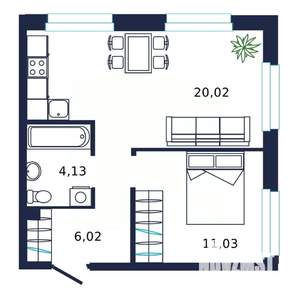 1-к квартира, вторичка, 40м2, 14/19 этаж