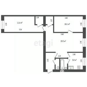 3-к квартира, вторичка, 55м2, 2/5 этаж