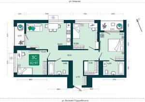 3-к квартира, сданный дом, 83м2, 17/23 этаж