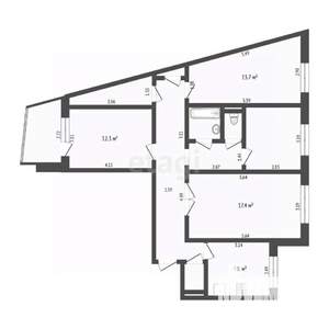 4-к квартира, вторичка, 87м2, 1/9 этаж