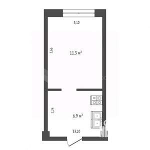 Студия квартира, вторичка, 19м2, 3/5 этаж