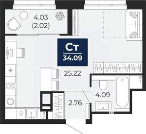Студия квартира, вторичка, 34м2, 5/16 этаж