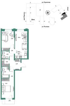 2-к квартира, вторичка, 68м2, 8/16 этаж