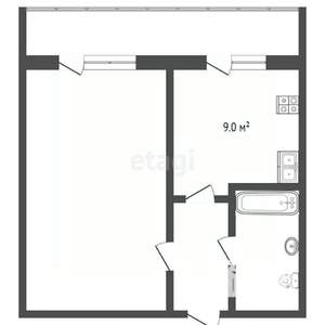 1-к квартира, вторичка, 38м2, 9/9 этаж
