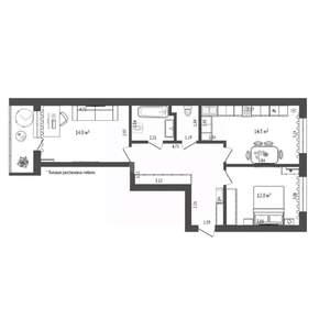 2-к квартира, вторичка, 60м2, 6/10 этаж