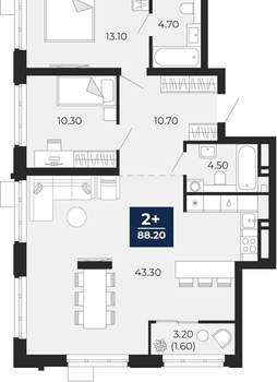 2-к квартира, вторичка, 87м2, 5/24 этаж